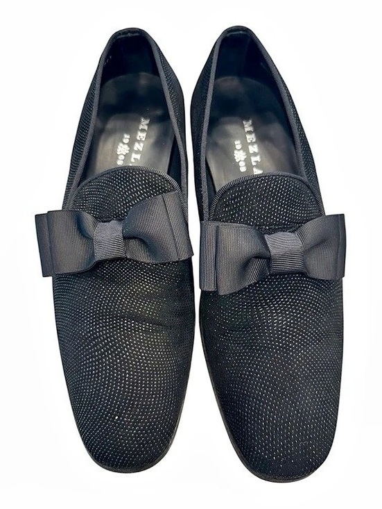 Mezlan Other - Mezlan 1968 Black Textured Bow Tuxedo Loafers Men’s Size 8M Made in Spain